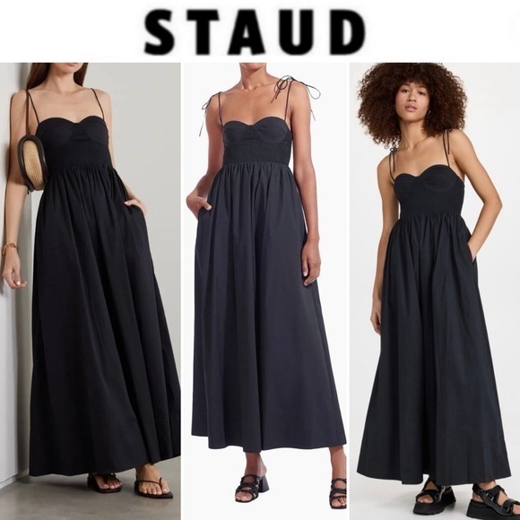 STAUD Dresses & Skirts - STAUD Landry Black Maxi Dress Size L NWT 350$